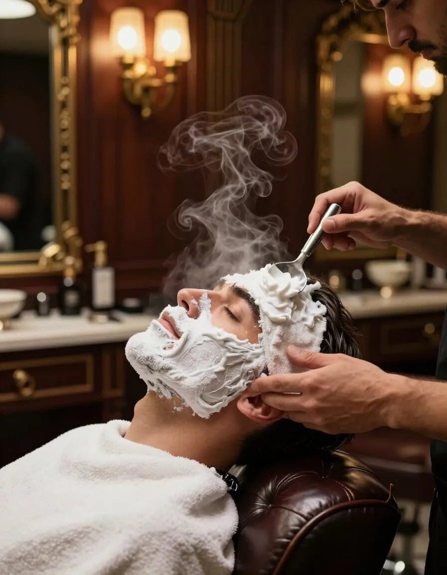 Beard trim with straight razor detail